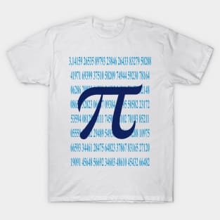 Dark Blue Pi And Light Blue Numbers T-Shirt